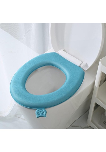 Mavi Eva Su Geçirmez Klozet Kapağı Kalınlaşmış Dört Mevsim Evrensel Tuvalet Pedi