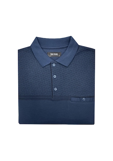 Regular Fit Erkek Polo Yaka Selanik Kazak-7129 Mavi