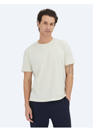 Taş Düz Bisiklet Yaka %100 Pamuk T-shirt Taş