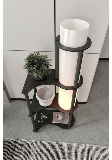 Ravilo Estilo Dor Dekoratif Raflı Lambader Siyah Siyah