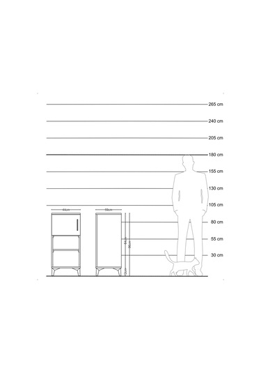 Kronos Komodin 2 Raflı Tek Kapaklı 44x59x96 Antrasit-çam Antrasit