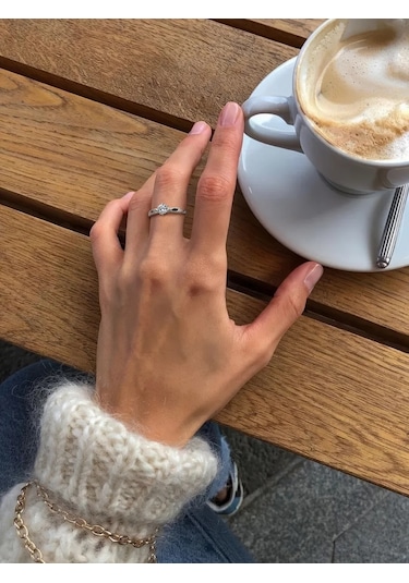 Soul Story 925 Ayar Gümüş Taşlı Zarif Nişan Yüzüğü 205050370 Beyaz