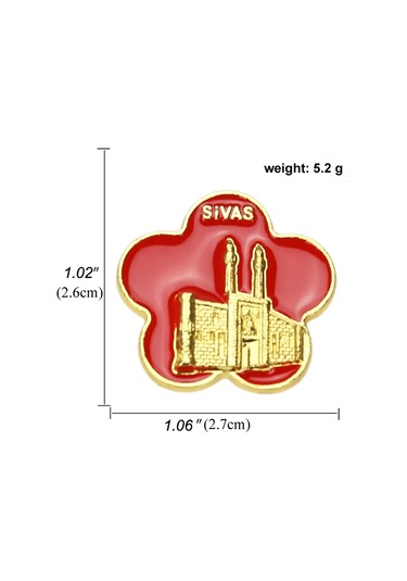 Dünyaca Ünlü Bina Broşu Kalp Şekli Bayrağı Hatıra Anı Çinko Mp1262-2 Mp1262-2 Çok Renkli