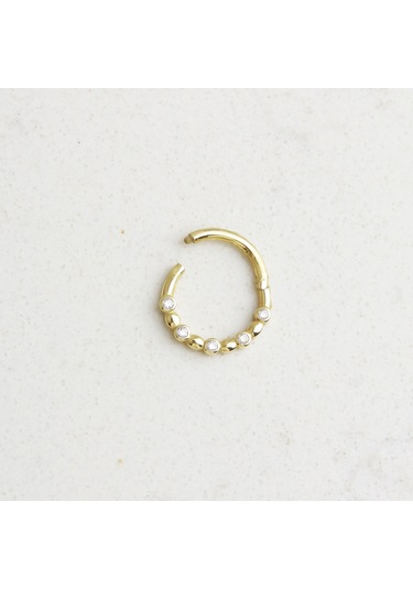 Glorria Altın Beş Taş Halka Piercing Sarı