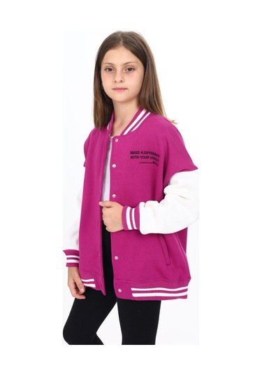 Toontoy Kız Çocuk Nakışlı Kolej Hırka Mürdüm