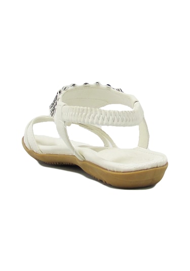 GUJA BLG22Y121 BEYAZ KIZ ÇOCUK ARKADAN LASTİKLİ TAŞLI SANDALET Beyaz