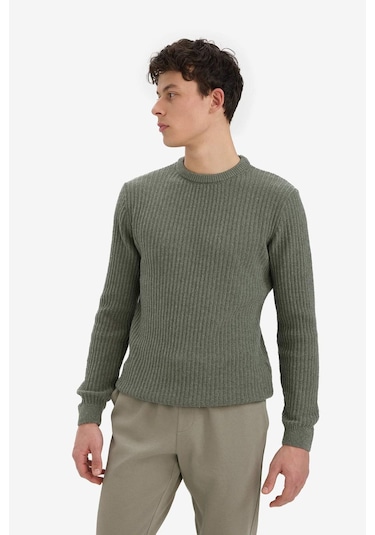 Defacto Standart Fit Bisiklet Yaka Triko Kazak E0811ax25wnkh268 Haki