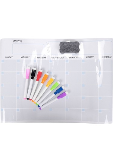 A3 Manyetik Beyaz Tahta Kuru Silinebilir Takvim Seti Buzdolabı İçin 17x12 İnç