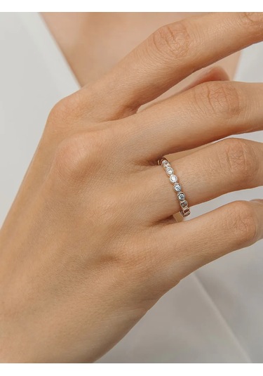 Fly Jewelry 925 Ayar Gümüş Zirkon Taşlı Yüzük 232424299 Gri