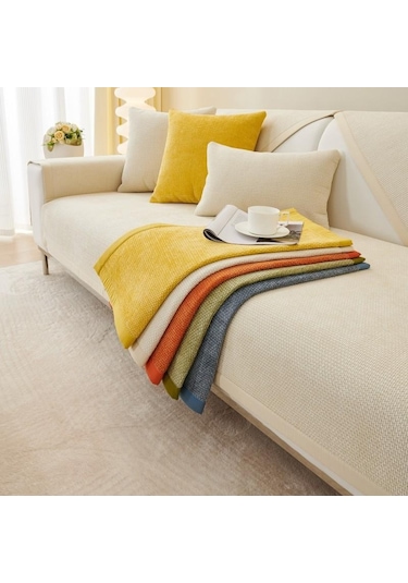 Mavi Şönil Kanepe Yastığı Dört Mevsim Evrensel Kanepe Koruyucu Mat Kapak Havlu Kaymaz Kanepe Yastık Halı Oturma Odası Dekor İçin 70x90cm s