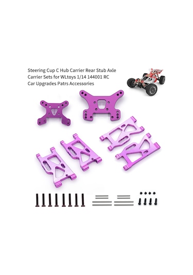 Honmex Wltoys 144001 1/14 Rc Araba İçin Alüminyum Ön-arka Amortisör Paneli Ve Sallama Kolu Yükseltme Seti Mor