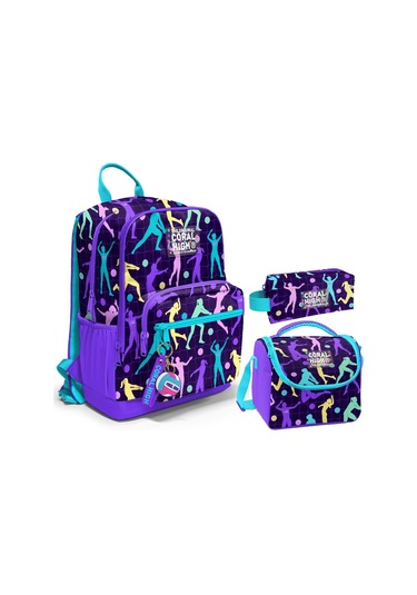 Coral High Üçlü İlk ve Ortaokul Okul Çanta Seti - Mor Voleybol - Kız Çocuk