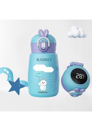 Clothing Finds Akıllı Sevimli Tavşan Termos Kupası Öğrenci Çocuk Paslanmaz Çelik Termos Kupası Çift Katmanlı Vakum Tavşan Su Bardağı Yılı Jm0eıh Turkuaz