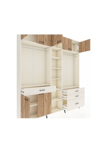 Arges Dolap 11 Raflı 4 Çekmeceli 2 Askılı 220x30x243 Aytaşı-çam/aytaşı Atlas Çam/aytası