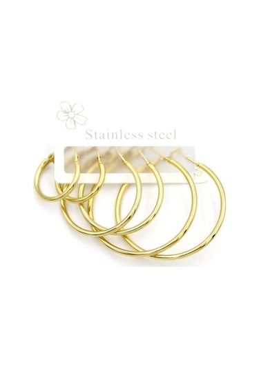 6'lı Set Halka Küpe - Altın Çok Renkli