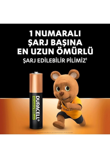 Duracell AAA 900 mAh İnce Kalem Şarj Edilebilir Pil 2'li