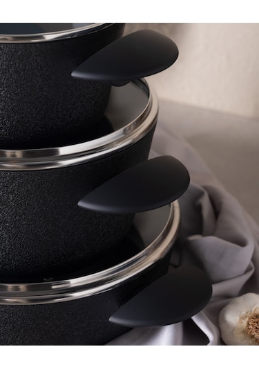 Madame Coco Opus Titanium 7 Parça Tencere Seti - Siyah Tncr0000000041
