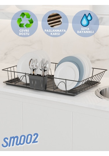 Suntel Mat Siyah Tek Katlı Bulaşıklık Tabaklık Diğer