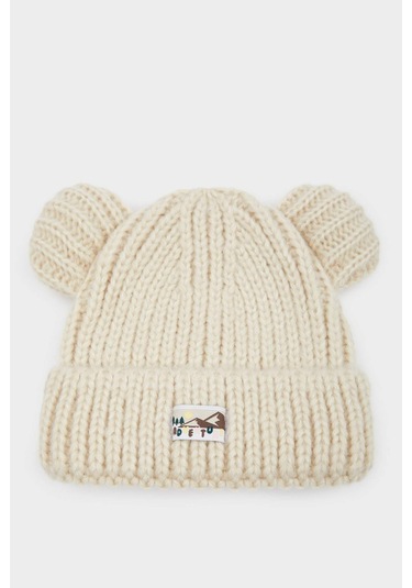 Defacto Kız Bebek Dokuma Etiketli Triko Bere F0023a525wnbg122 Bej