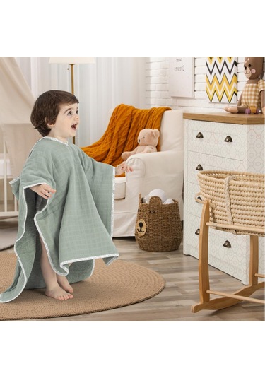 Gezenbebe Hero Müslin Ve Havlu Bebek Çocuk Pançosu Elephant