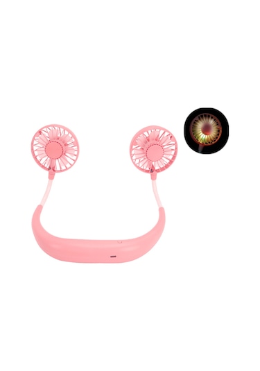 Vkemall Taşınabilir El Mini Kişisel Usb Şarj Edilebilir Boyun Fanı, 3 Hızlı Renkli Işık