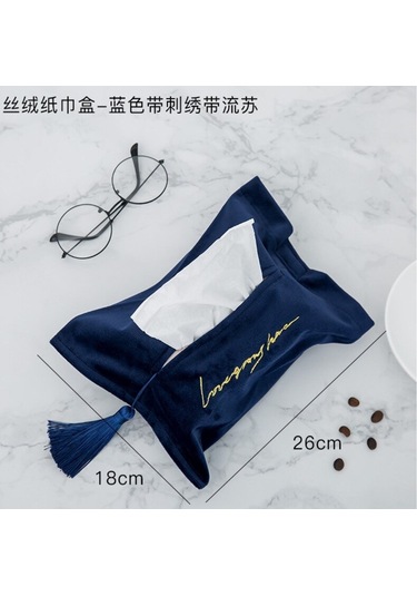 Mavi Mendil Kutusu, Tuvalet Kağıdı Kutusu, Peçetelik, Kadife Vintage Ve Zarif Ev Ve Araç Tuvalet Kağıdı Dispenseri