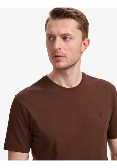 Pierre Cardin Erkek Koyu Kahverengi Tişört Basic 50325299-vr084