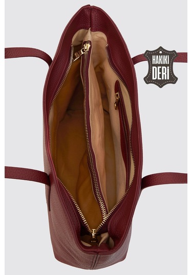 Hakiki Deri Kadın Omuz Çantası Bordo Smr6425 Bordo