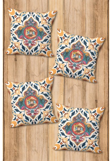 Dijital Baskılı Yumuşak Dokulu 4 Lü Kırlent Kılıfı Takımı 43x43 Cm Krl0070 Renkli