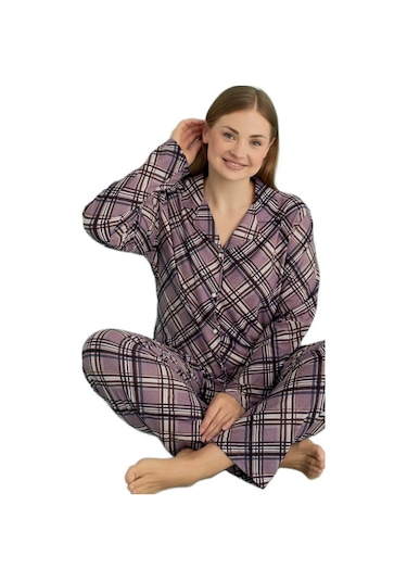 Büyük Beden Kadın Kışlık Süet Pijama Takımı Isabella Grande Tasar Çok Renkli