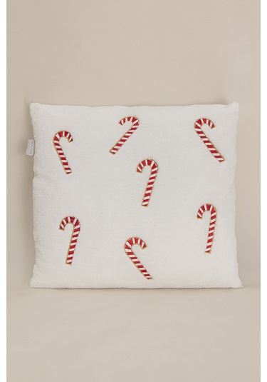 Charm Baston Şeker İşlemeli Krem Kırlent 45x45 35255a Krem