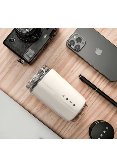 Shineyee Smeg İtalyan Üretimi 320 Ml Çift Duvarlı Paslanmaz Çelik Isı Saklama Kahve Fincanı Kapaklı Beyaz 1 Adet Beyaz Sarı