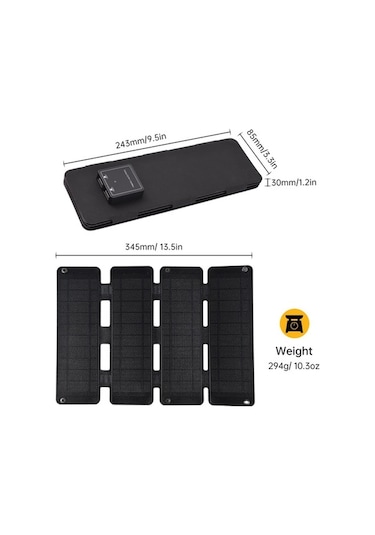 Pazly 13w Katlanabilir Güneş Paneli, Çift Usb Şarj Cihazı, 345x243mm, 294g