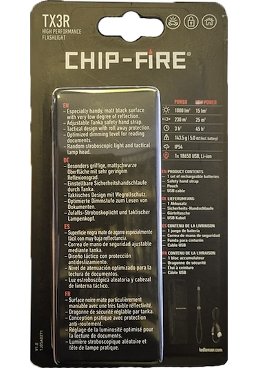 Chip Fire Tx3r Şarj Edilebilir El Feneri Siyah