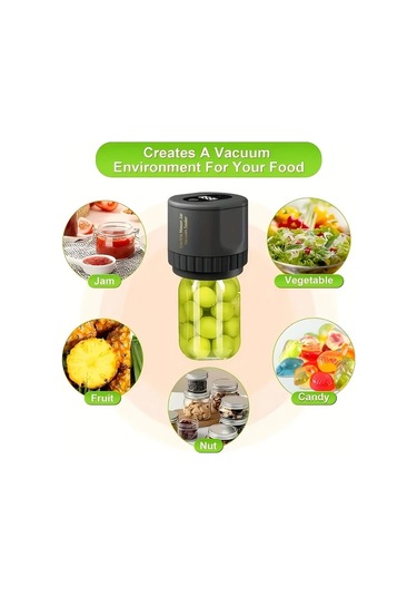 Honeybeeshop 1 Adet Siyah Otomatik Vakumlu Kapak Makinesi Usb Sarj Edilebilir 1200mah Lityum Pil Mutfak Dondurucu Kavanoz Icin Gida Koruyucu