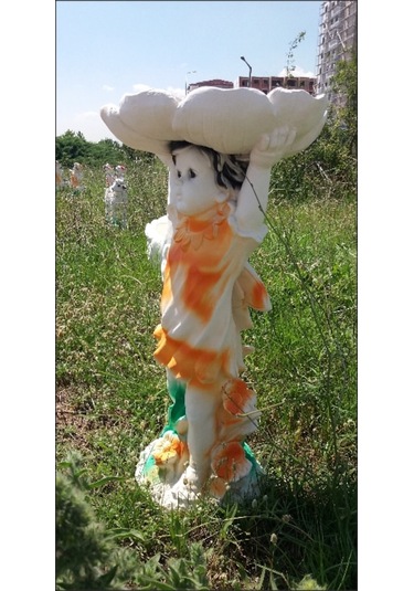 M3 Tabaklı Tepsili Kız Iç Dışmekan 65Cm Bahçe Kapı Yanı Heykeli Beyaz - Venge