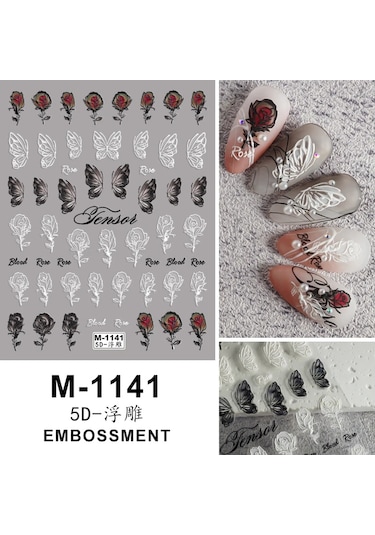 Nail Art Etiketler Çıkartmaları 5d Kabartmalı Kendinden Yapışkanlı Karikatür Çiçek Kelebek Yıldız Tırnak Çıkartmaları Çöl Kamuflaj