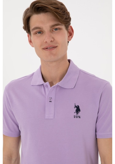 U.S. Polo Assn. Erkek Slim Fit Polo Yaka Lila Basic Tişört 50305929-VR034