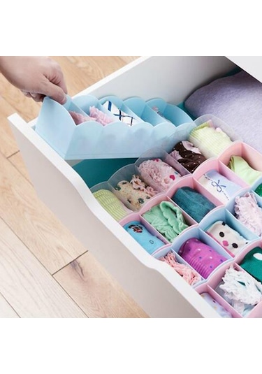Skycity Plastik Çekmecelik Bölmeli Organizer - Çorap, Büste, Kravat, Kozmetik Saklama Kutusu - Pembe - Dayanıklı Ve Organizasyon Helper Pembe