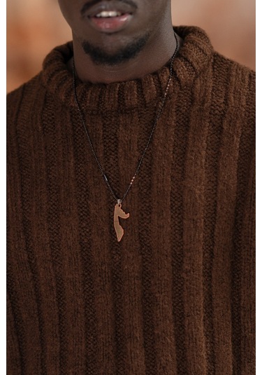 Oversize Kendinden Çizgili Pamuklu Kalın Triko Spor Kazak Kahverengi