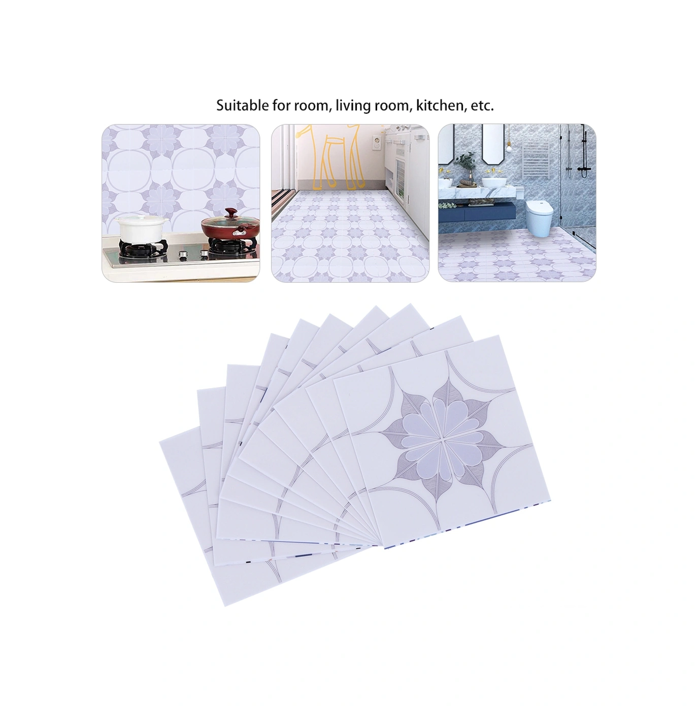 Geeroyoo Pvc Duvar Stickerları - 10x10 Cm 10 Adet Set, Su Geçirmez, Preventif, Dekoratif - Mutfak, Banyo, Salon Uygun Diğer