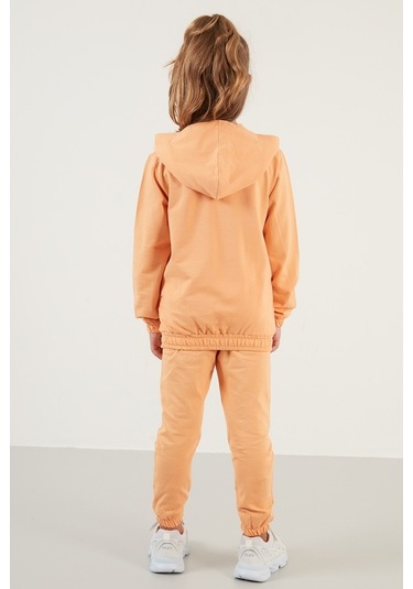 Lela Kapüşonlu Cepli % 100 Pamuk Çocuk Unisex Çocuk Takım 5922021 Turuncu