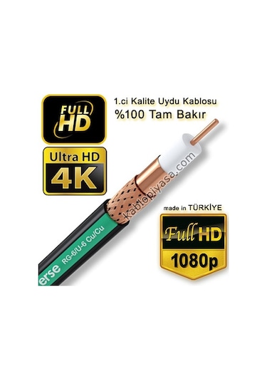 Erse Rg6U6 Bakır Anten Kablosu Bakır 50 Metre
