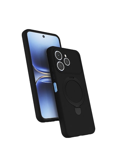 Mobilefix Tecno Spark 40 Kılıf M-safe Şarj Özellikli Standlı Zore Samara Kapak - Siyah