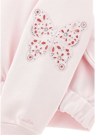 Monnalisa Çocuklar Için Kelebek Nakışlı Sweatshirt Pembe