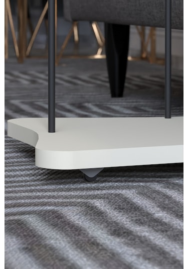 Yan Sehpa Tekerlekli Servis Sehpası Hnd Krem