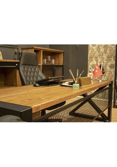 Deryawood Masif Ağaç Bilgisayar Masası 220 85 76 Cm Açık Ceviz