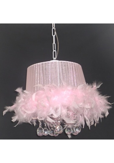 Pembe Tüylü Taşlı Yatak Odası Avizesi