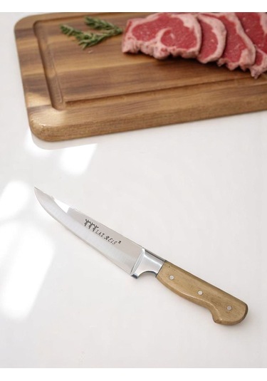 Lazreis Kurban Bıçağı No2, El Yapımı Paslanmaz Çelik Bıçak 16cm Ahşap
