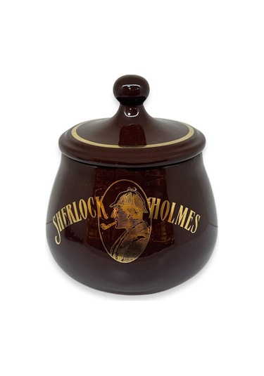 Sherlock Holmes El Yapımı Seramik Pipo Tutun Kavanozu Kahve Small